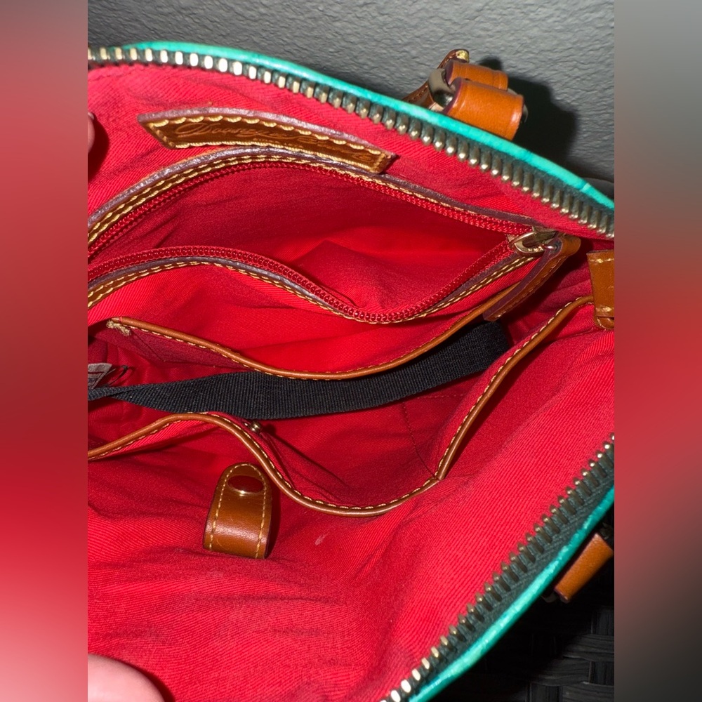 **SOLD** Dooney & Bourke Mini Turquoise Croco Embossed Satchel Bag - Picture 16 of 17